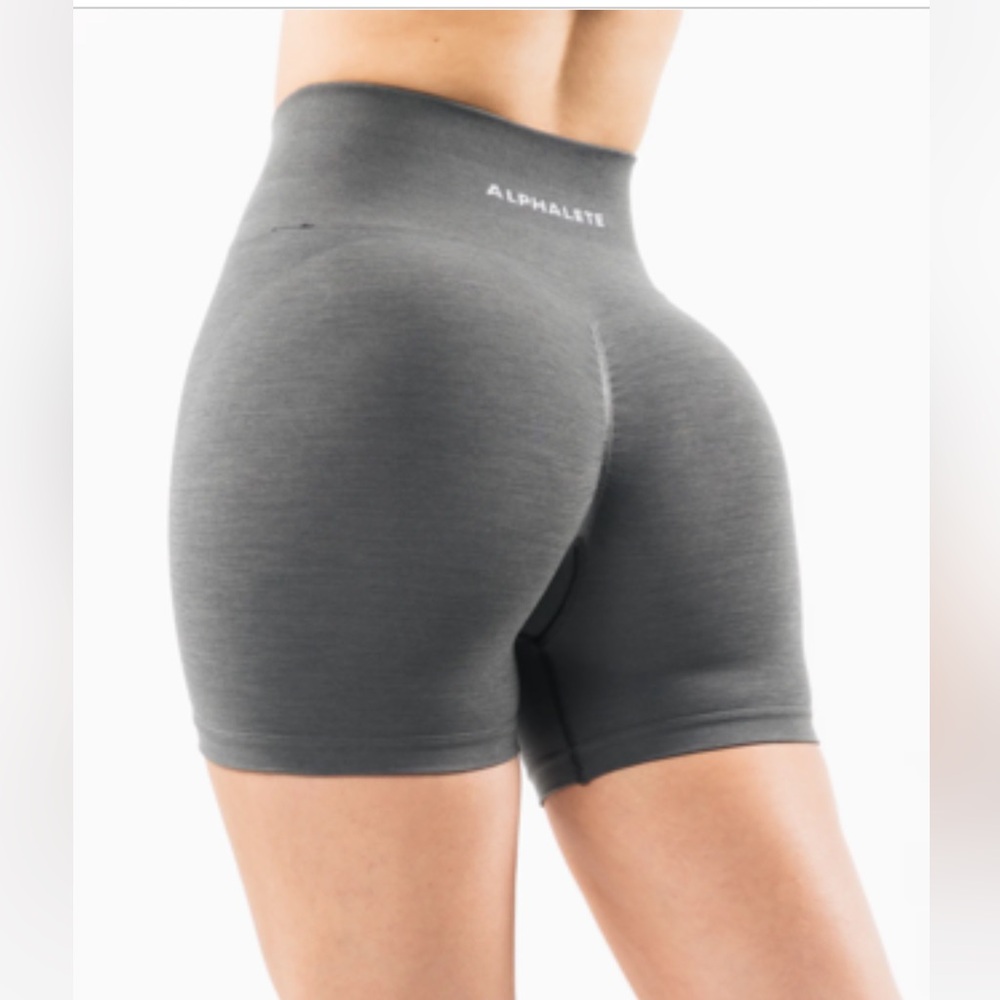 Alphalete Gray Bike Shorts with High Waistband